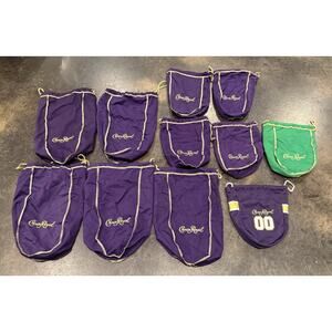 Lot Of 11 Crown Royale Drawstring Bags 5- 12” & 5- 9” & 1 Special Edition 8”